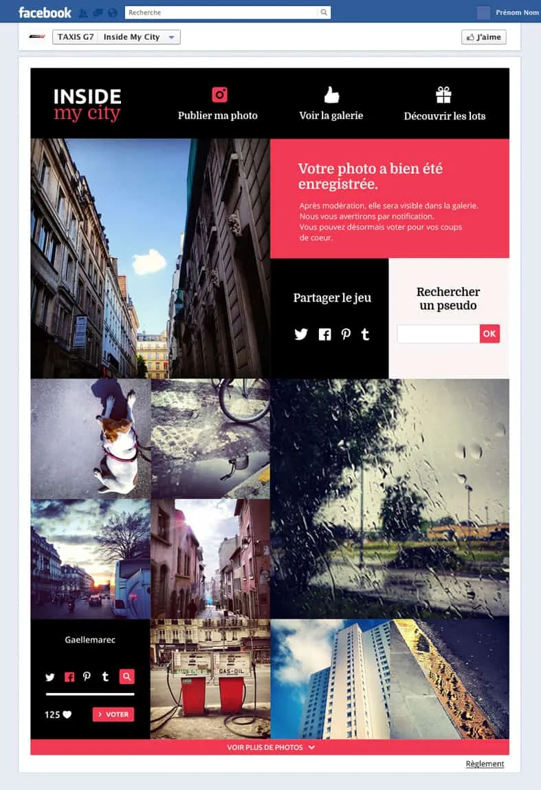 Jeu Facebook "Inside my city" — Taxi G7