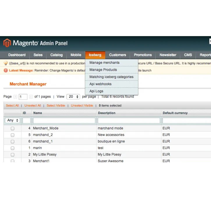 Synchronisation d'une marketplace sous magento — capture 3