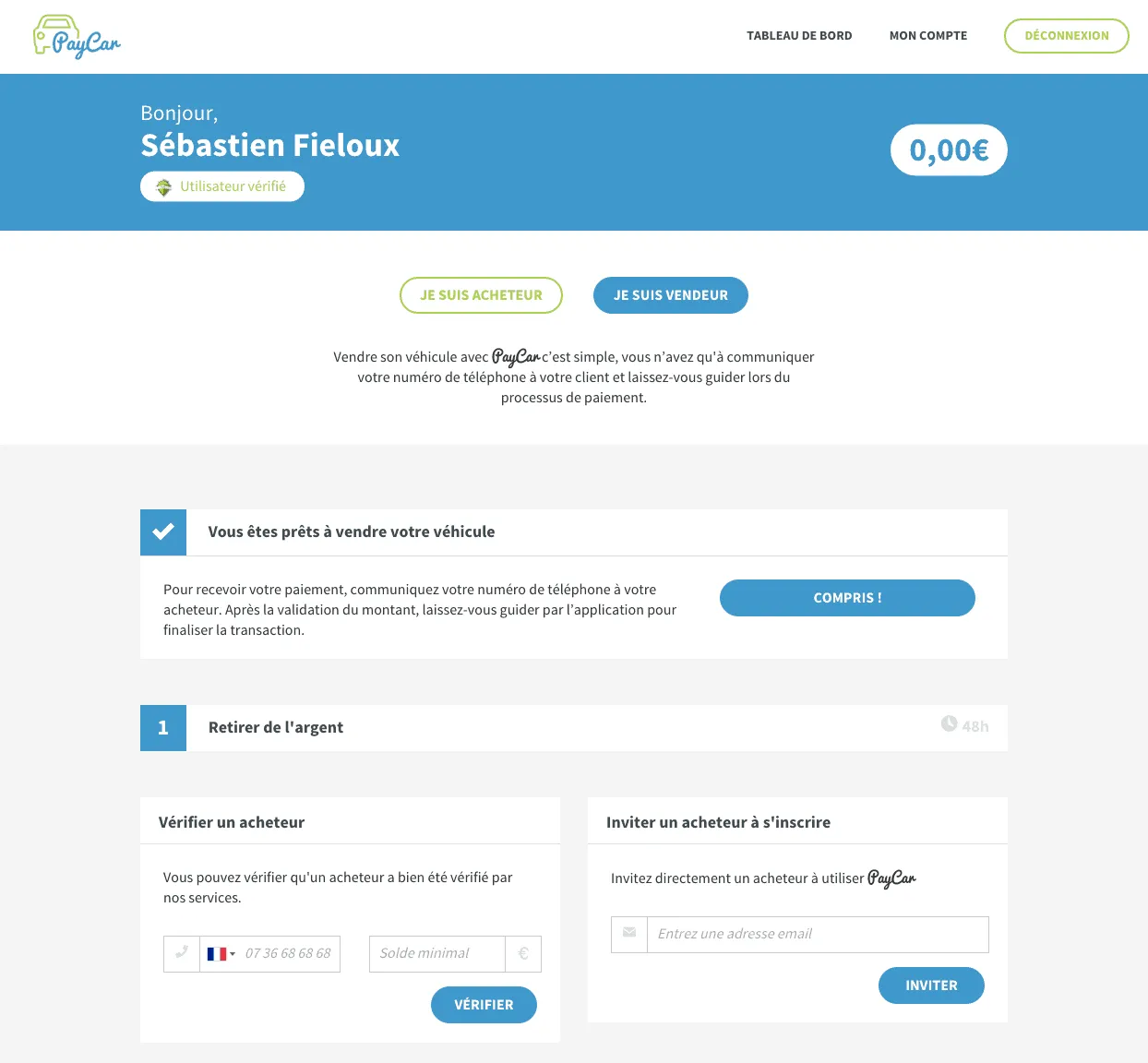 PayCar - Application web et mobile (cordova) — capture 2