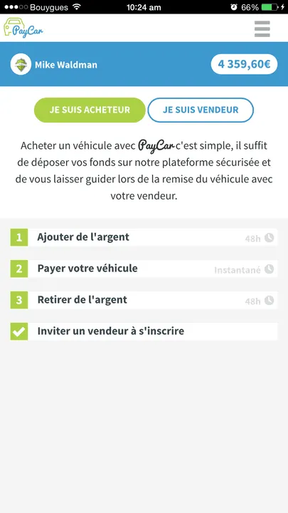 PayCar - Application web et mobile (cordova) — capture 3