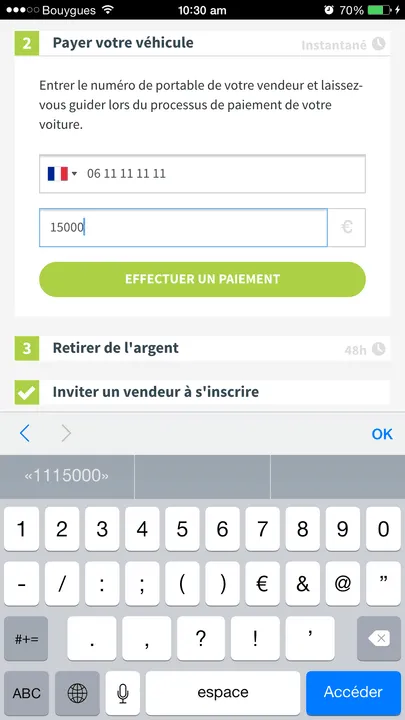 PayCar - Application web et mobile (cordova) — capture 4
