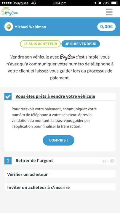 PayCar - Application web et mobile (cordova) — capture 5