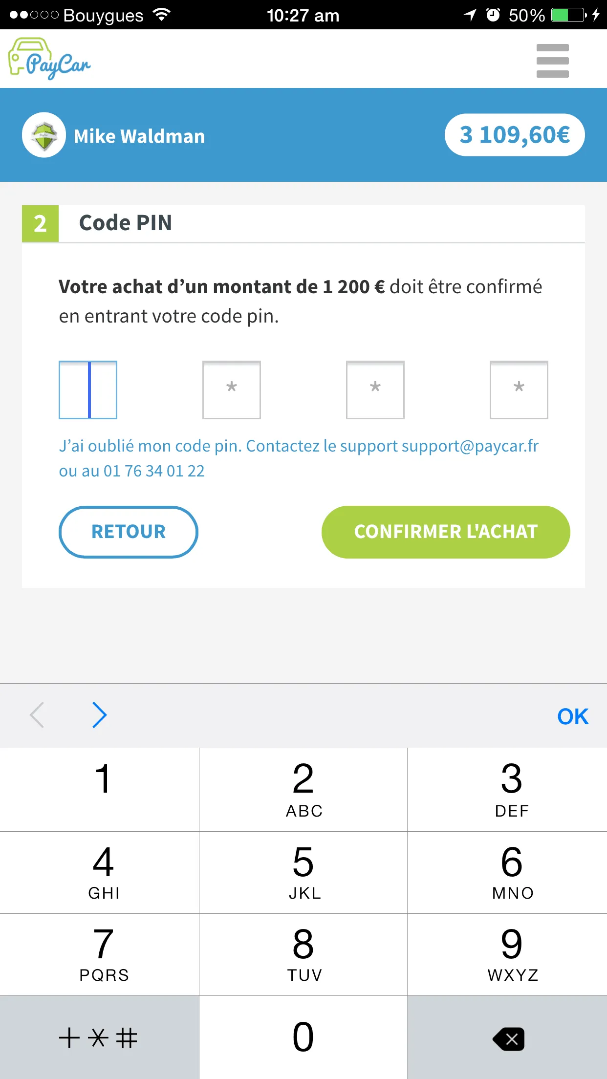 PayCar - Application web et mobile (cordova) — capture 6
