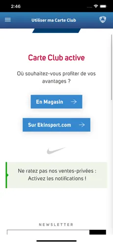 Mise à jour Application mobile Ekinsport.com — capture 2