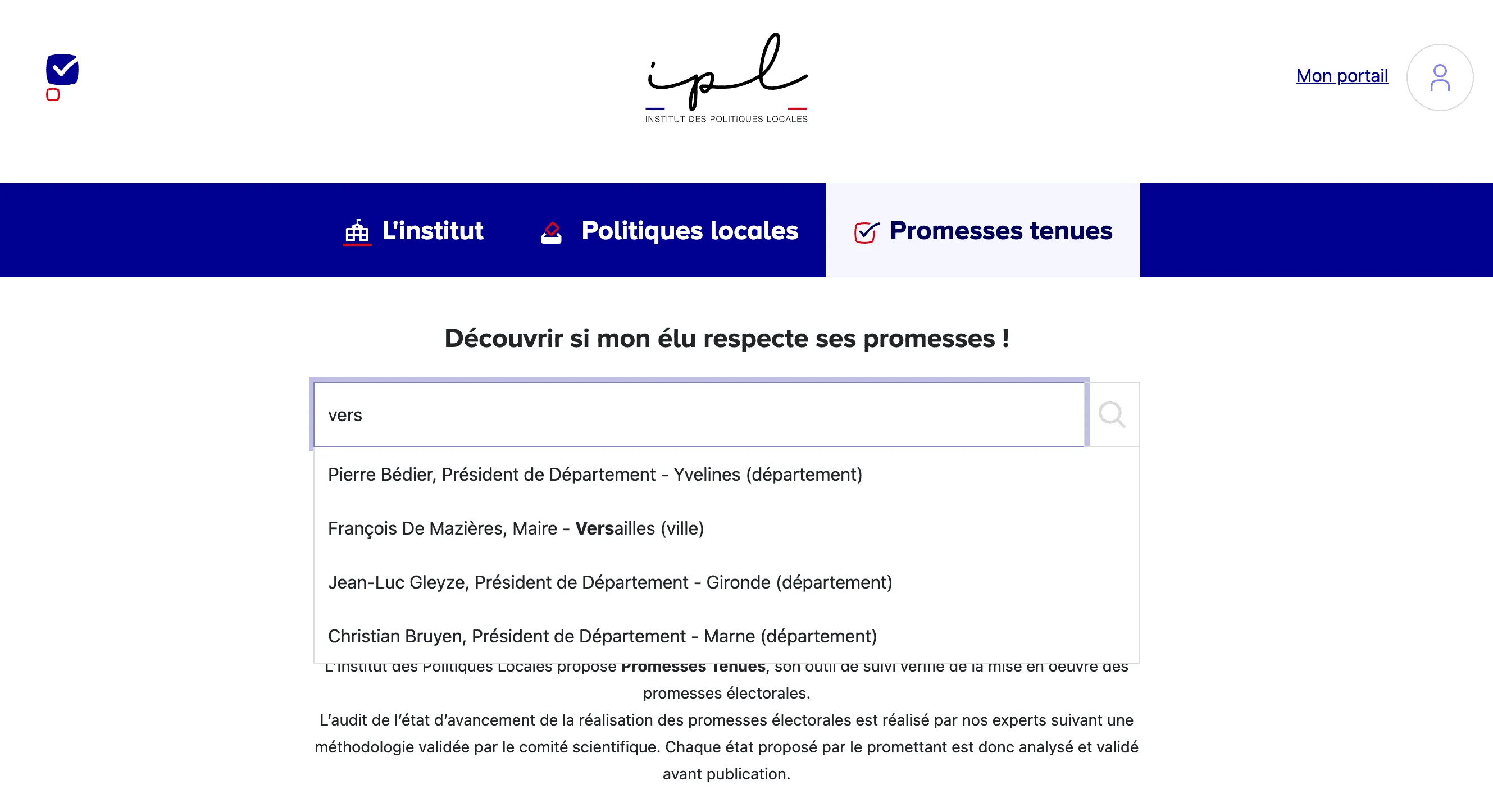 L'institut des Politiques Locales — capture 2