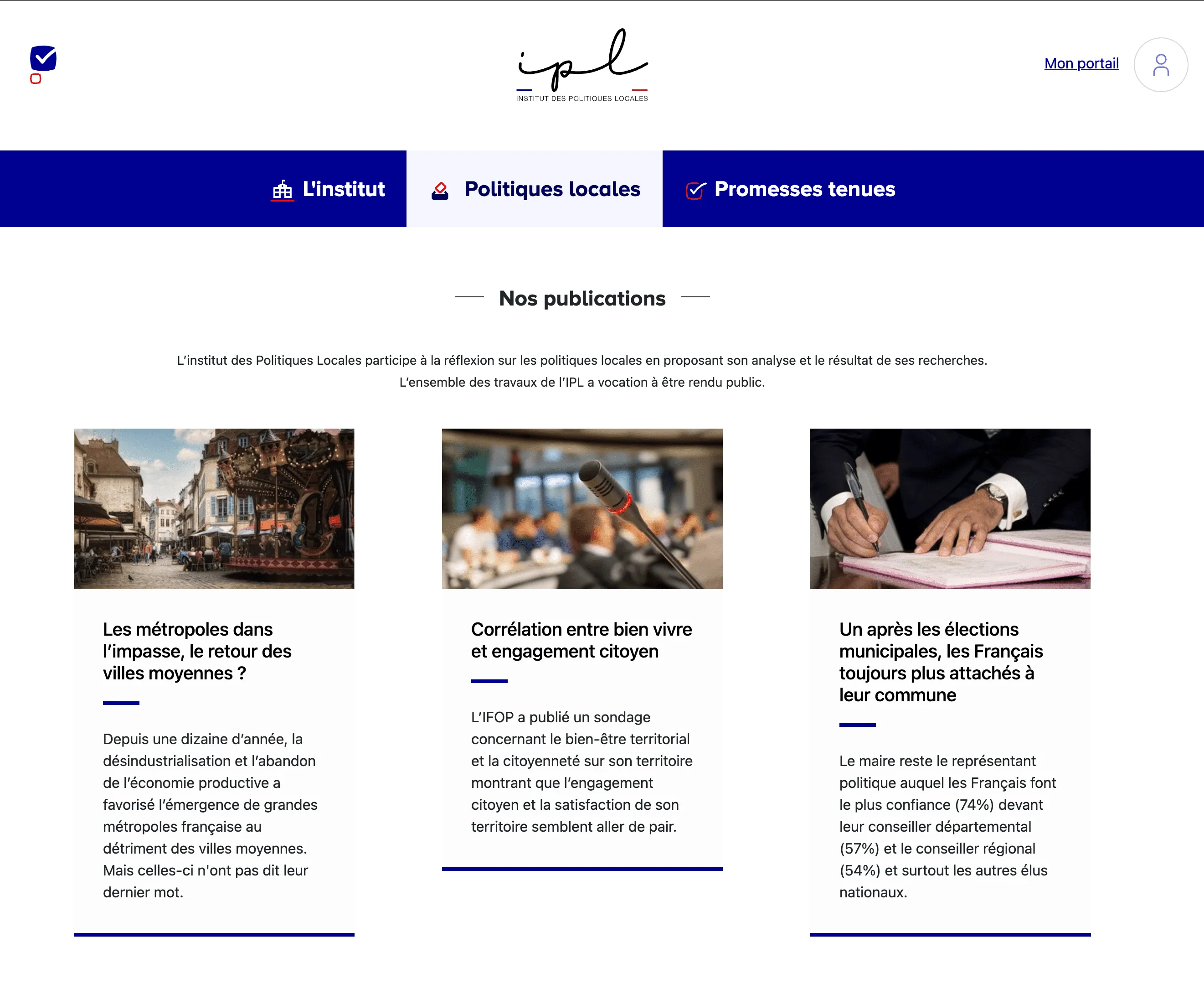 L'institut des Politiques Locales — capture 3