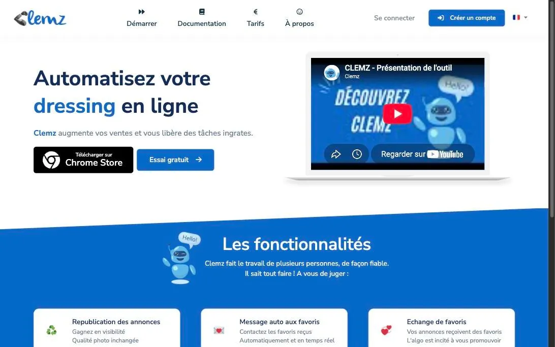 Clemz — Génération de photos portées par IA pour les vendeurs Vinted — capture 6