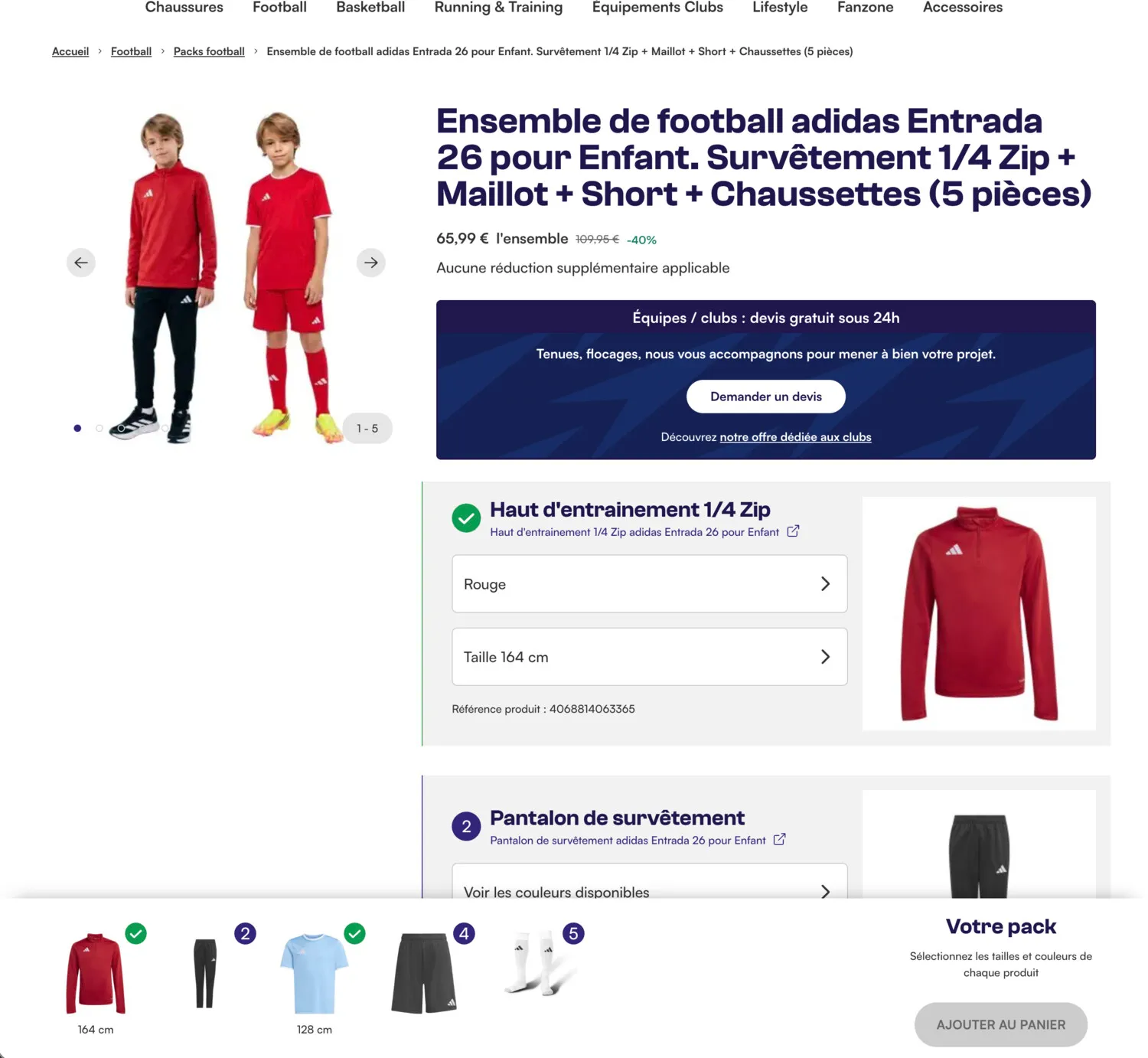 La page du pack, une pièce complétée et la barre de progression