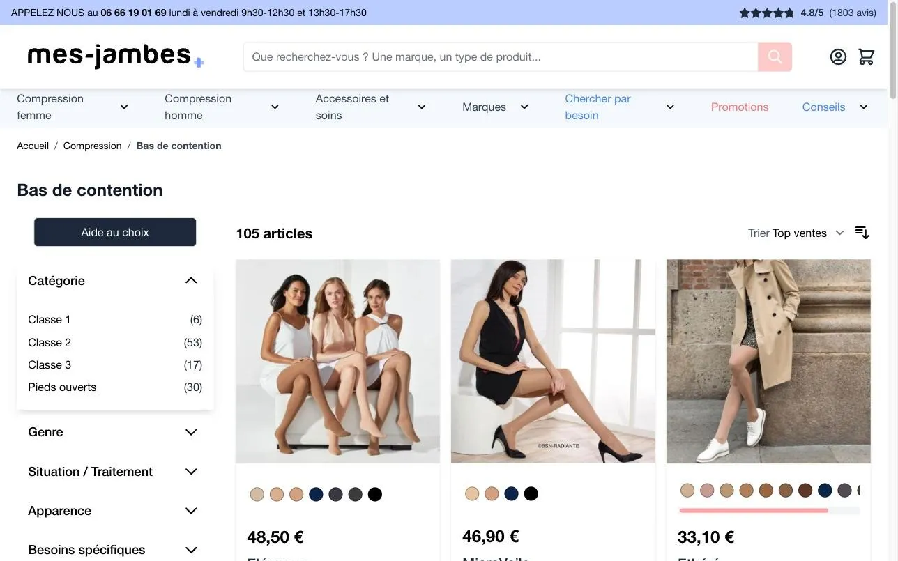 Mes-Jambes.com & Delivortho.com — Deux boutiques Hyvä sur une seule instance Magento 2 — capture 2