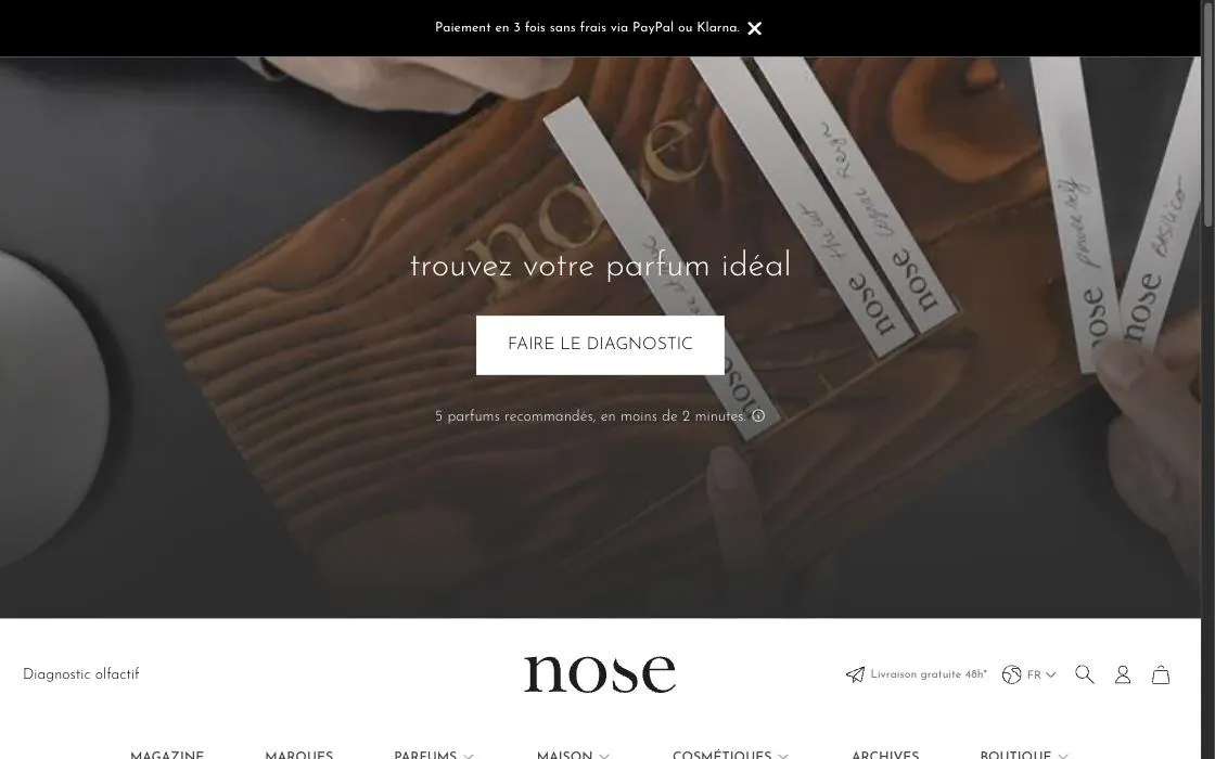 NOSE Paris — Refonte Magento 2 sous Hyvä sur huit boutiques — NOSE