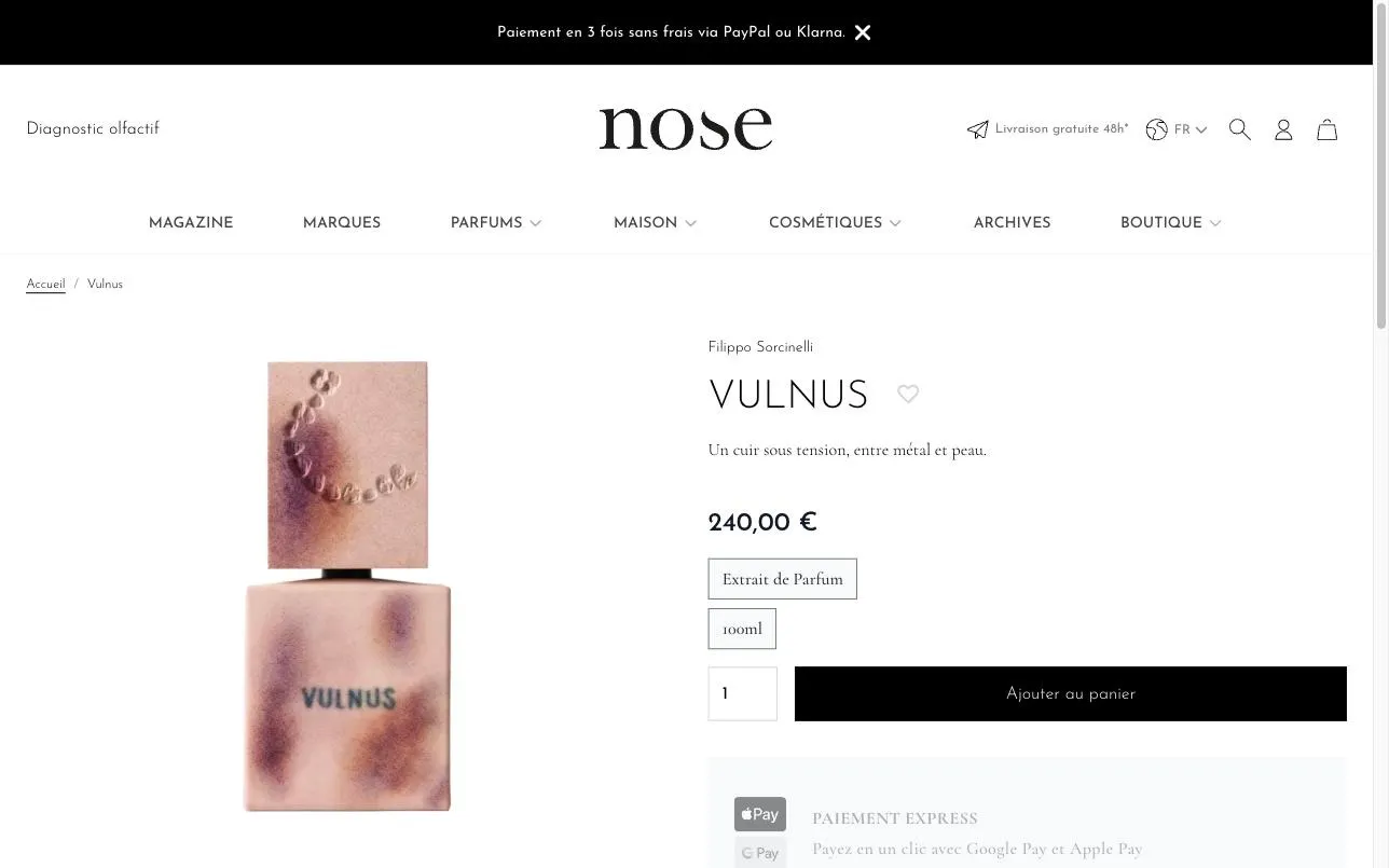 NOSE Paris — Refonte Magento 2 sous Hyvä sur huit boutiques — capture 3